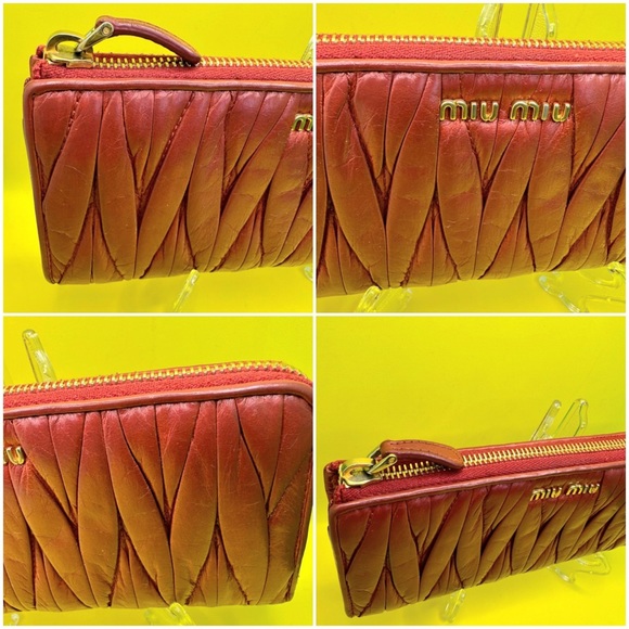 Miu Miu Materasse Leather Zip Wallet Luxury Authentic - Picture 3 of 12